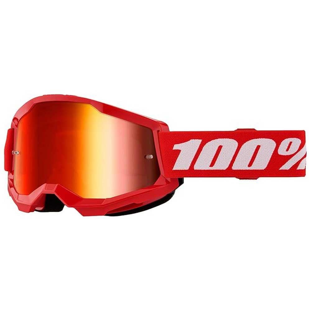 100% Strata 2 front view showing red frame and mirror red lens for reduced glare