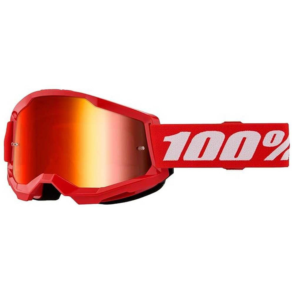 100% Strata 2 front view showing red frame and mirror red lens for reduced glare