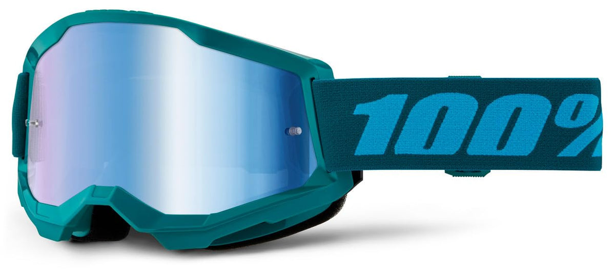 100% Strata 2 Stone front view mirror blue lens showing wide field of view and glare reduction