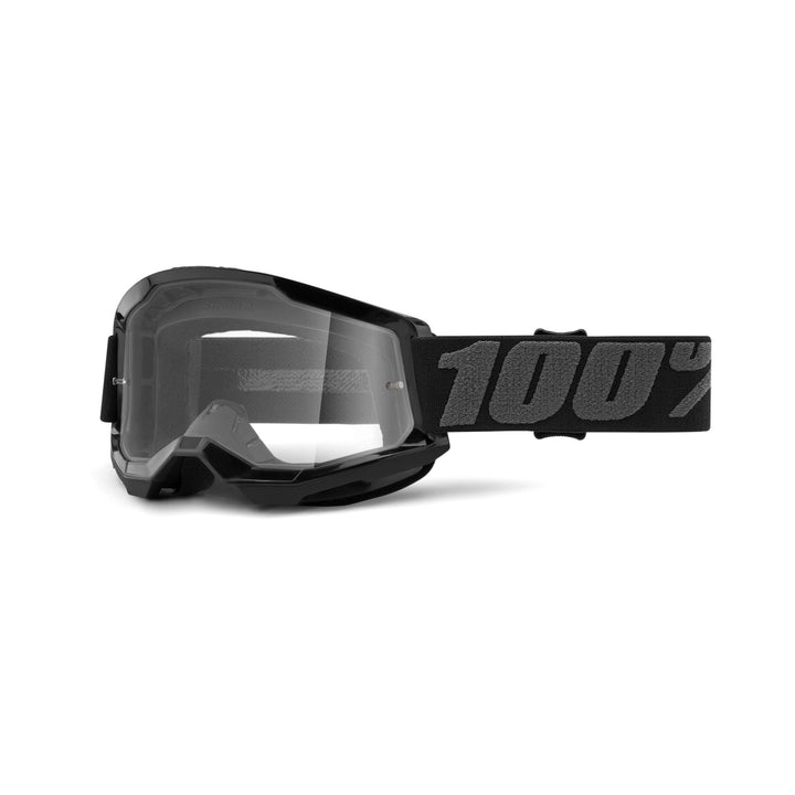 100% Strata 2 front view black frame showing clear lens and secure fit benefit