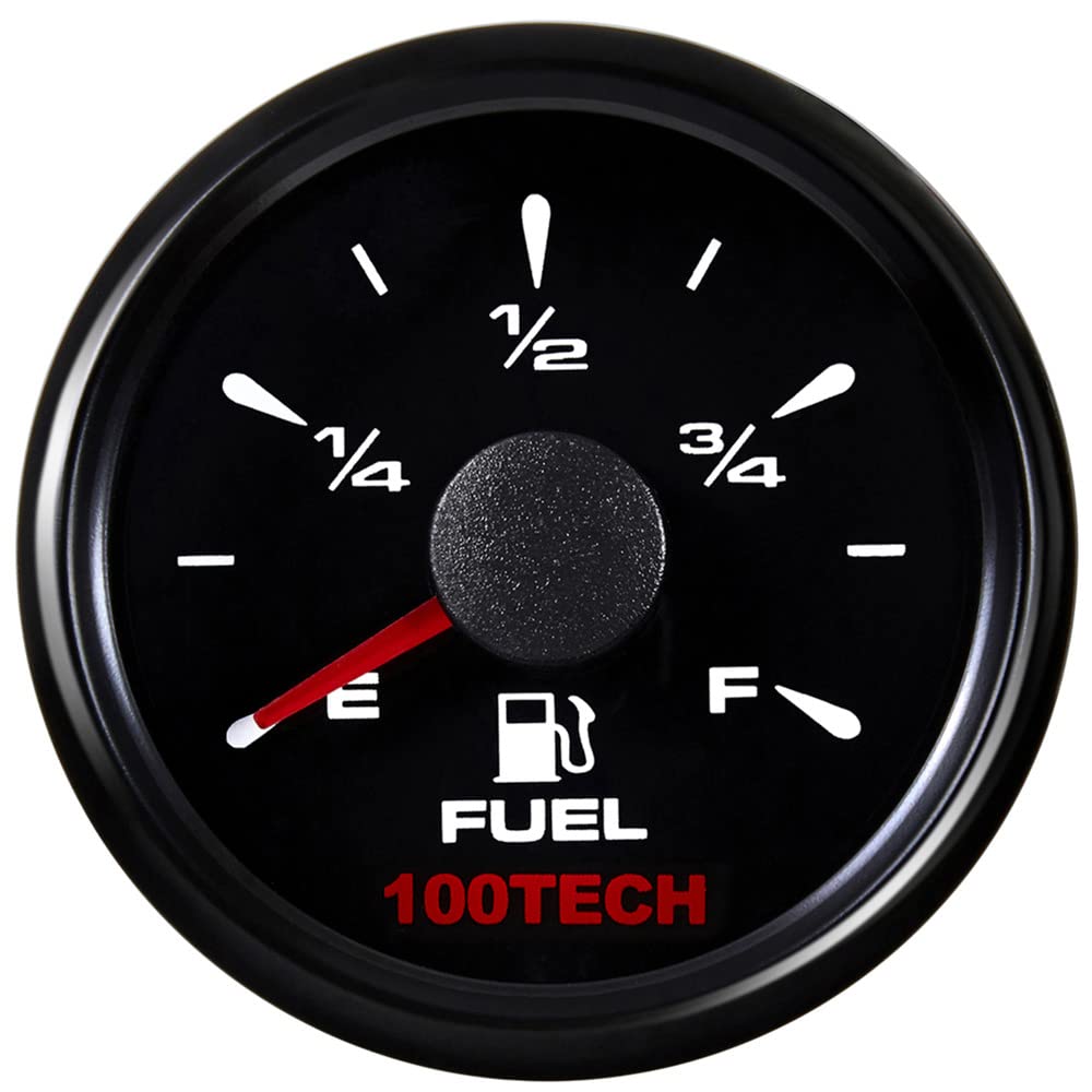 100TECH front view black fuel gauge showing clear 8-step display and bezel benefits