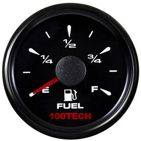 100TECH front view black fuel gauge showing clear 8-step display and bezel benefits