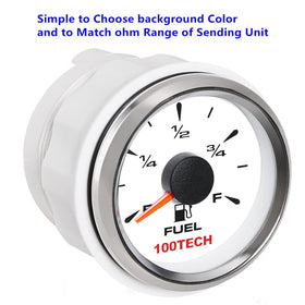 100TECH close-up of smooth-sweep needle showing stable fuel indication