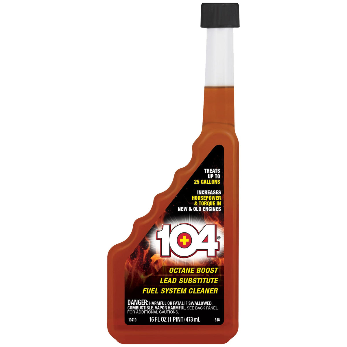 104+ front label view showing product identity and performance benefit
