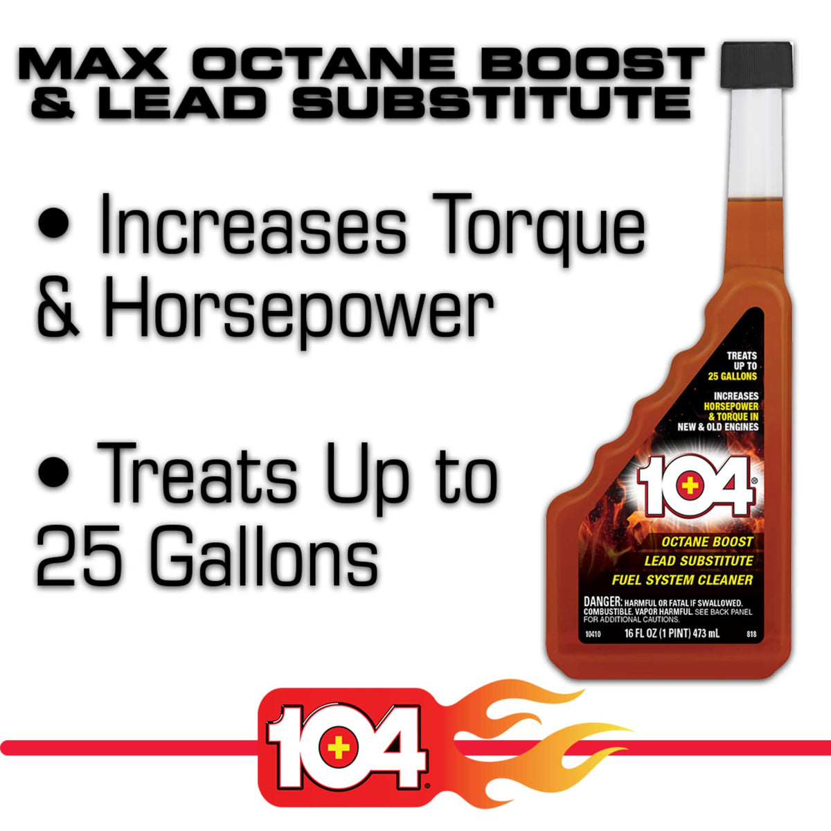 104+ being poured into fuel tank for quick octane boost benefit