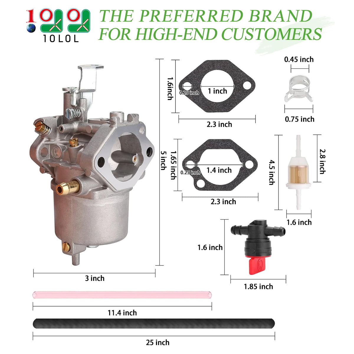 10L0L carburetor side detail highlighting corrosion-resistant construction benefit