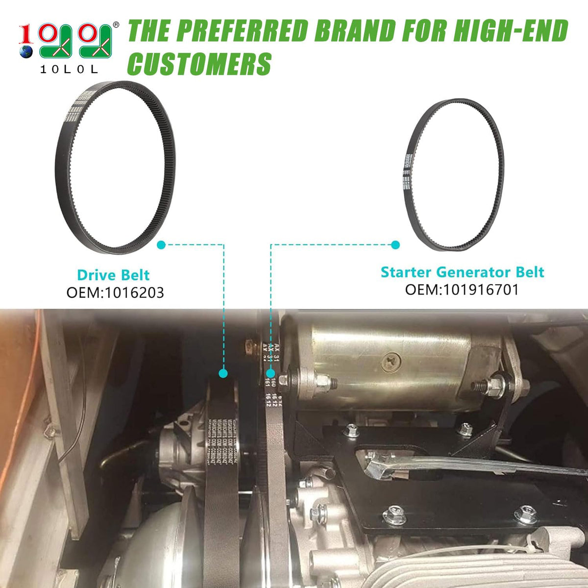 10L0L oil and two fuel filters arranged to show size differences and protect fuel system
