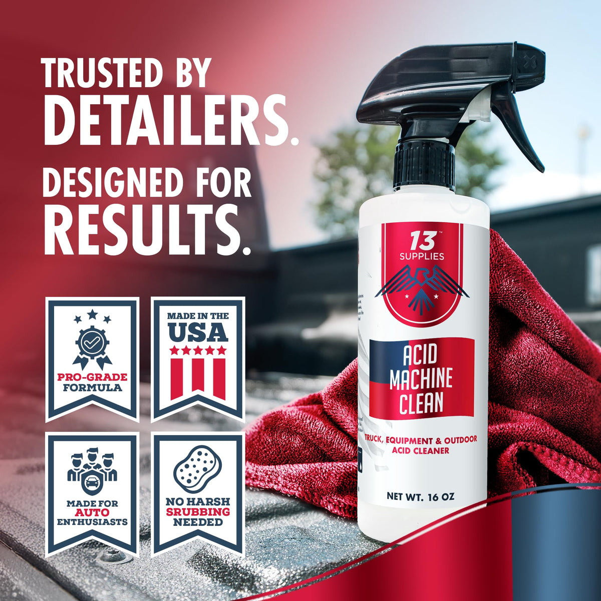 13 Supplies being applied to windshield to remove spots and improve clarity