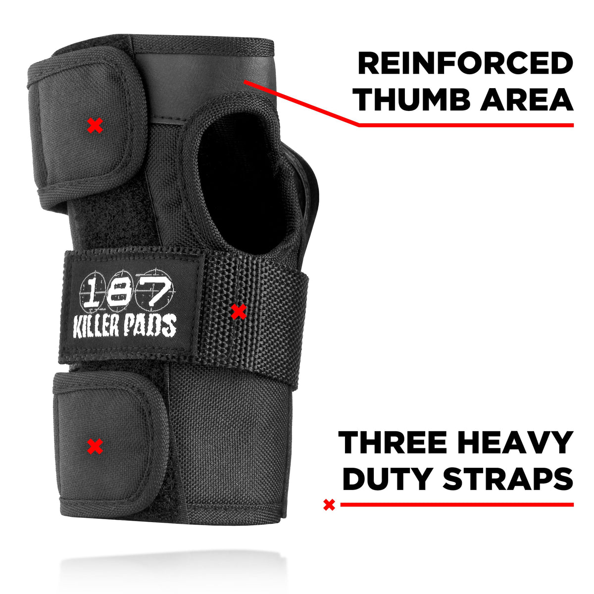 187 Killer Pads close-up of internal splint, clear wrist stabilization benefit