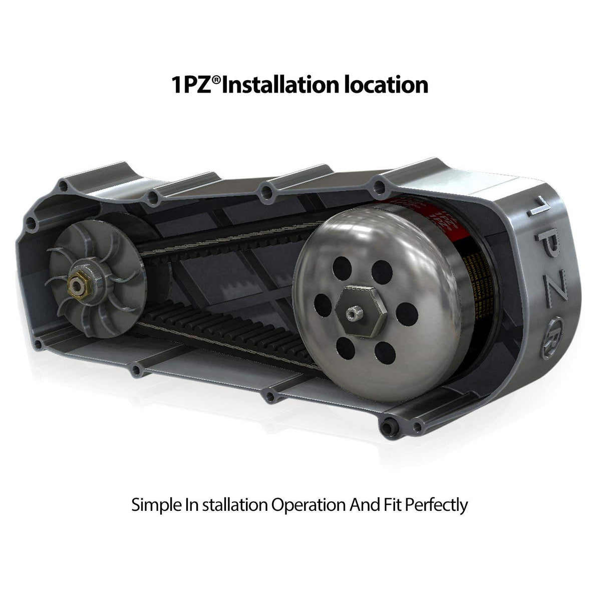 1PZ belt label displaying OEM numbers for easy model confirmation