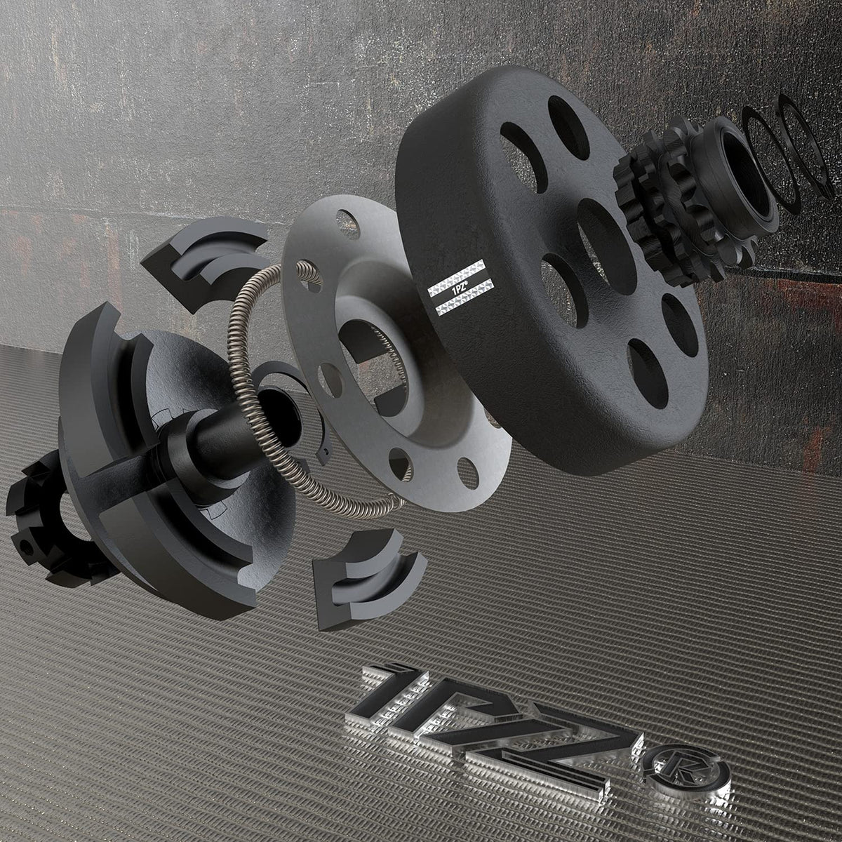 1PZ clutch with #35 chain connected demonstrating ready-to-install drivetrain compatibility