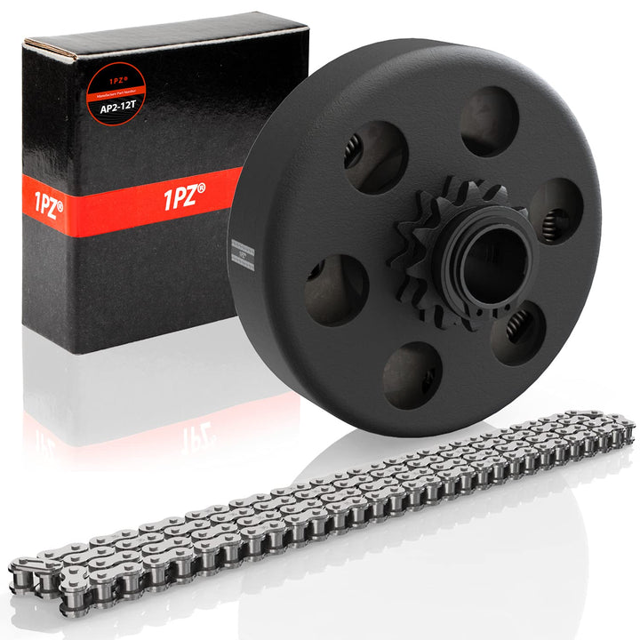 1PZ front profile of clutch showing sprocket teeth and durable finish for reliable engagement