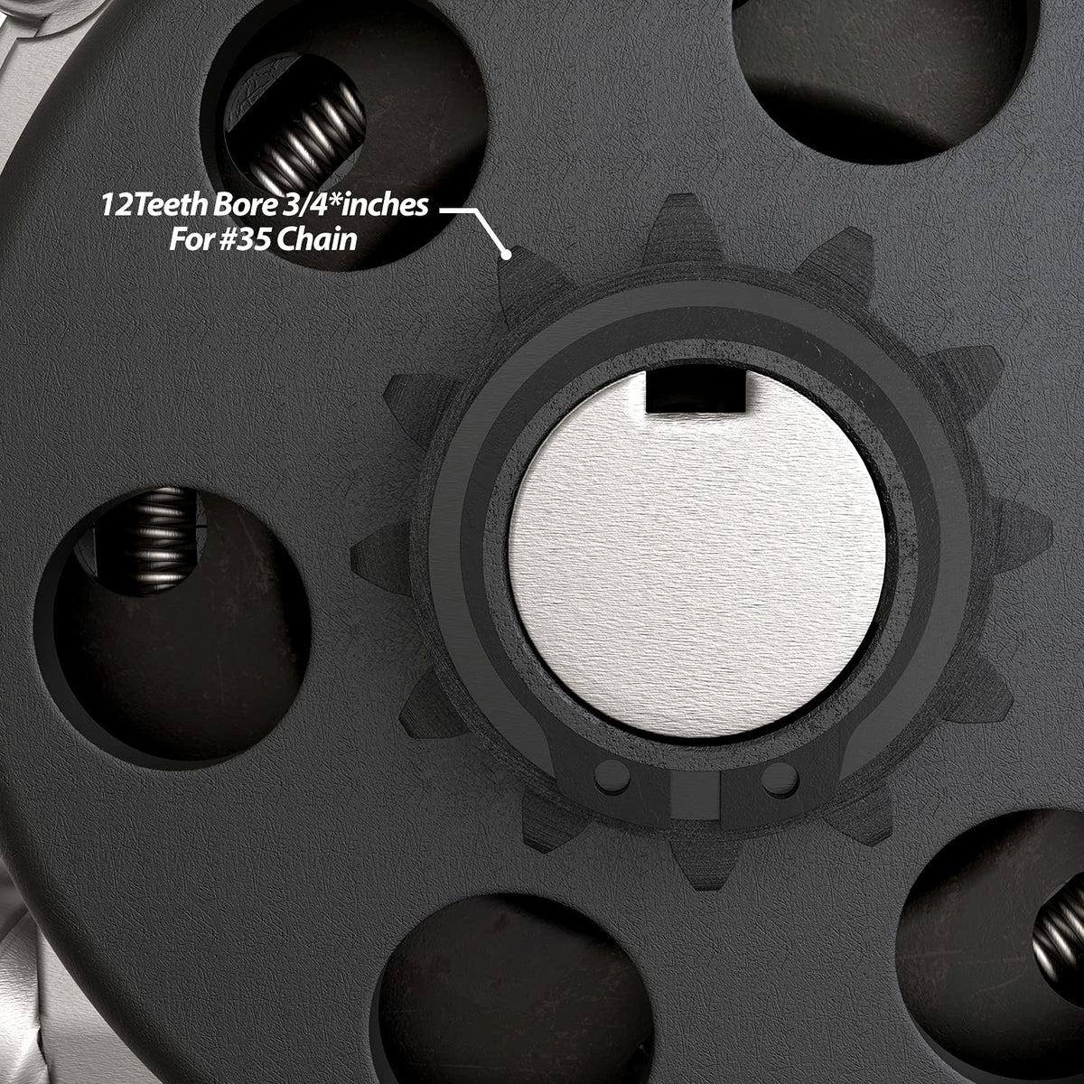 1PZ side view showing 3/4" bore and 3/16" keyway for secure keyed-shaft mounting