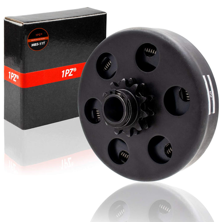 1PZ front view of clutch showing 11T sprocket and clear replacement fit