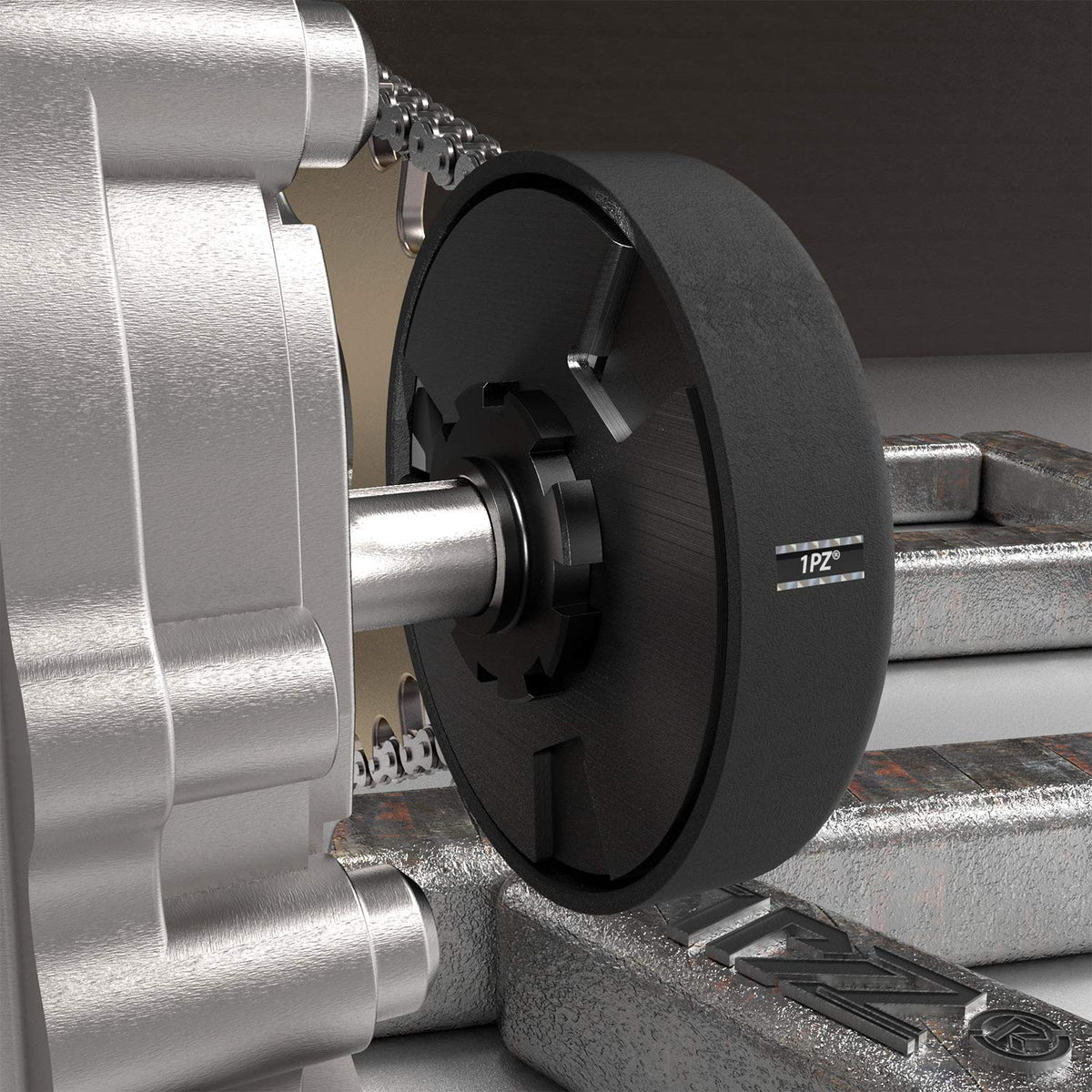 1PZ clutch beside ruler for scale showing compact, installable size