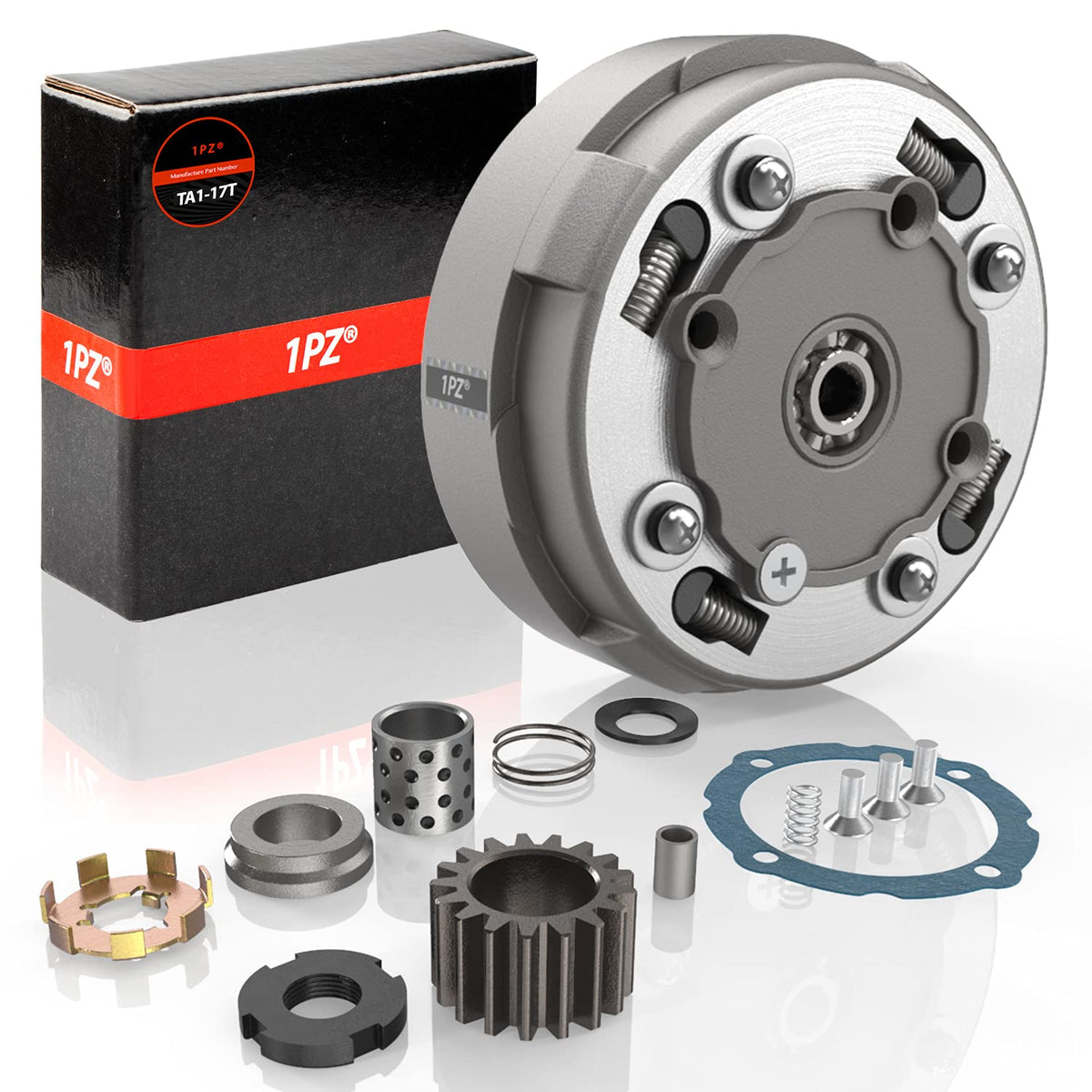 1PZ front view of TA1-17T clutch assembly showing teeth and benefits of direct fit