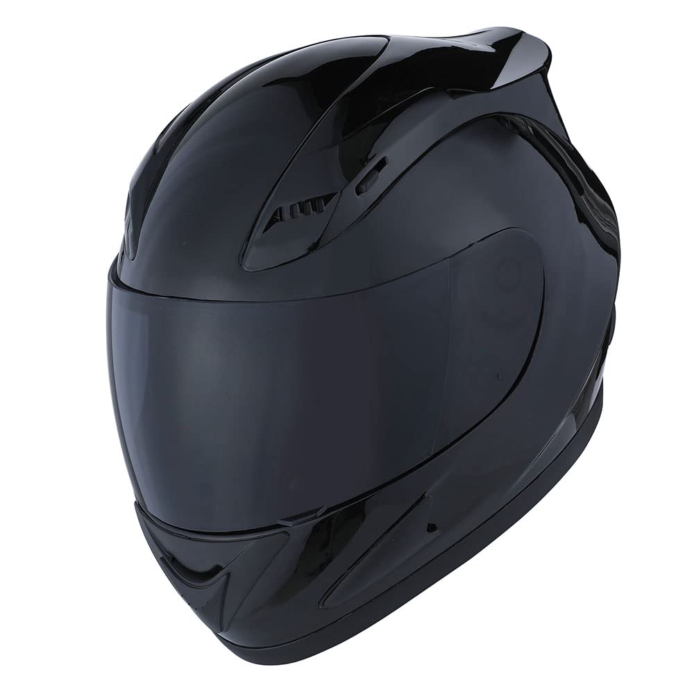 1Storm front profile glossy black helmet showing aerodynamic shape and low weight benefit