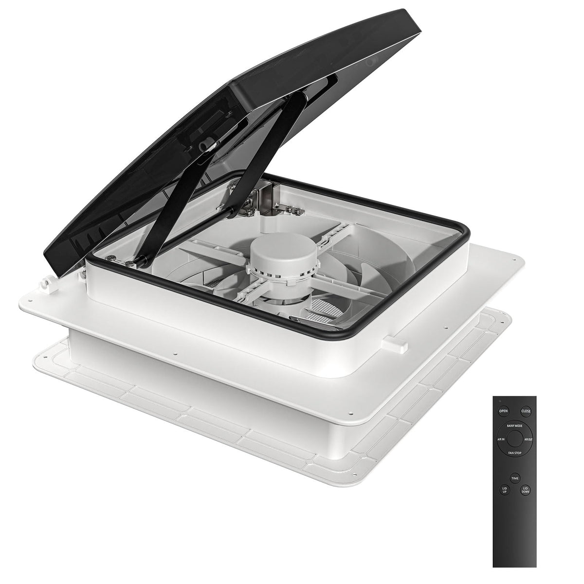 2012 front view of roof vent fan showing clean installation benefit