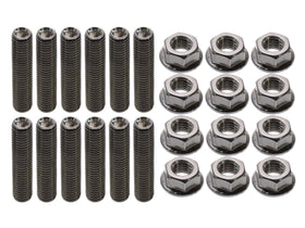 269 Motorsports front view of stud kit showing polished M8 studs and nuts for durable header installs