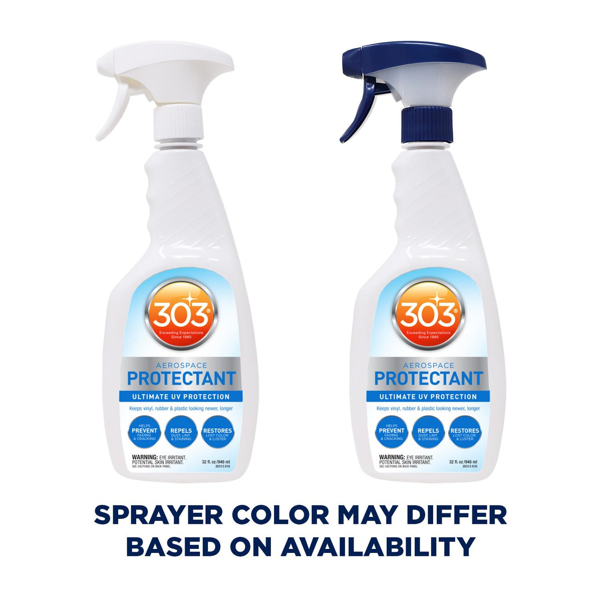 303 Products being sprayed on boat seat to protect vinyl from UV damage