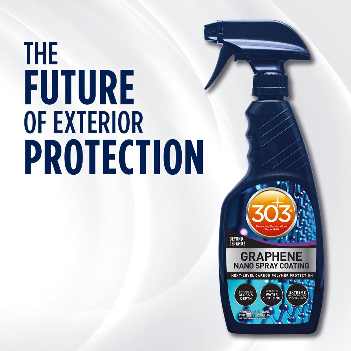 303 Products water beading on hood demonstrating strong hydrophobic protection and easy drying