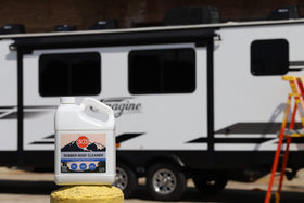 303 Products on a camper roof in a lifestyle setting showing travel-ready maintenance