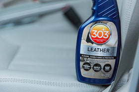 303 Products used inside clean car interior showing protected dashboard and seats