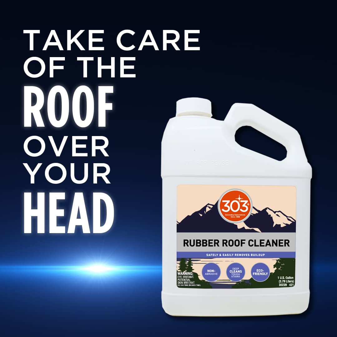 303 Products rinsing off an RV roof leaving a residue-free surface for protectant
