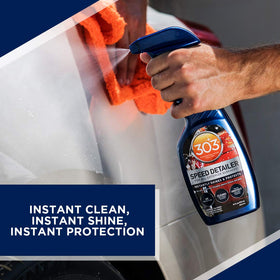 303 Products wiped with microfiber towel revealing streak-free shine