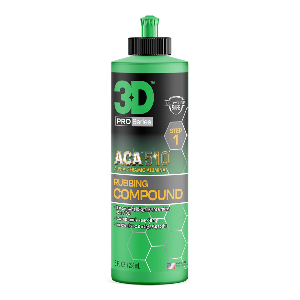 3D ACA 510 front label showing product and size, clear branding and benefits