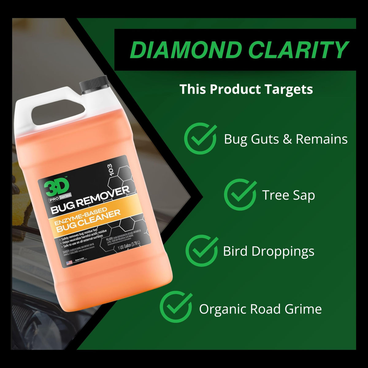 3D bug remover wiped with microfiber illustrating gentle cleaning and surface protection