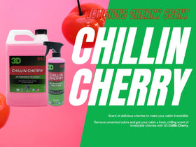 3D Chillin Cherry label close-up highlighting natural cherry extract information