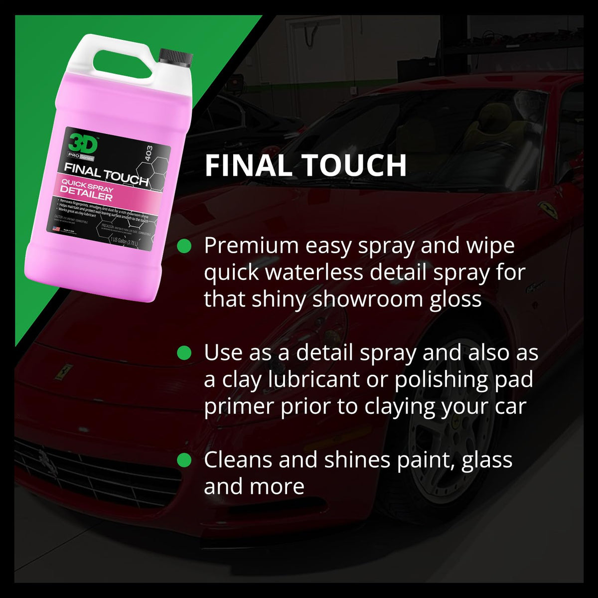 3D gallon next to spray bottle illustrating refill convenience