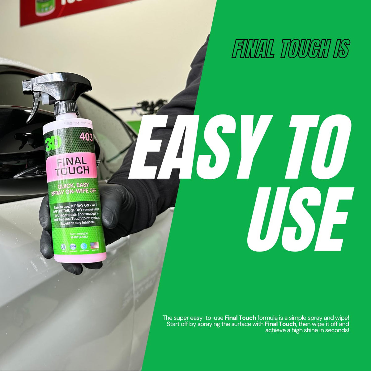 3D bottle inside trunk illustrating 16oz portability and on-the-go maintenance advantage