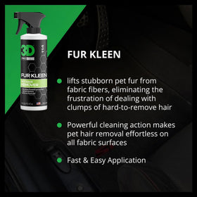 3D Fur Kleen being used on car seat indicating professional results
