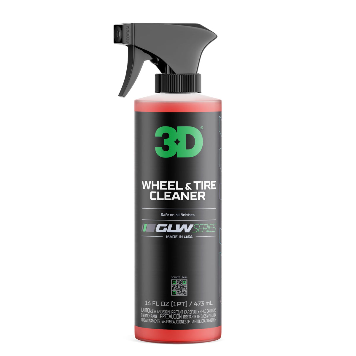 3D GLW front label showing product and size, conveys clear usage