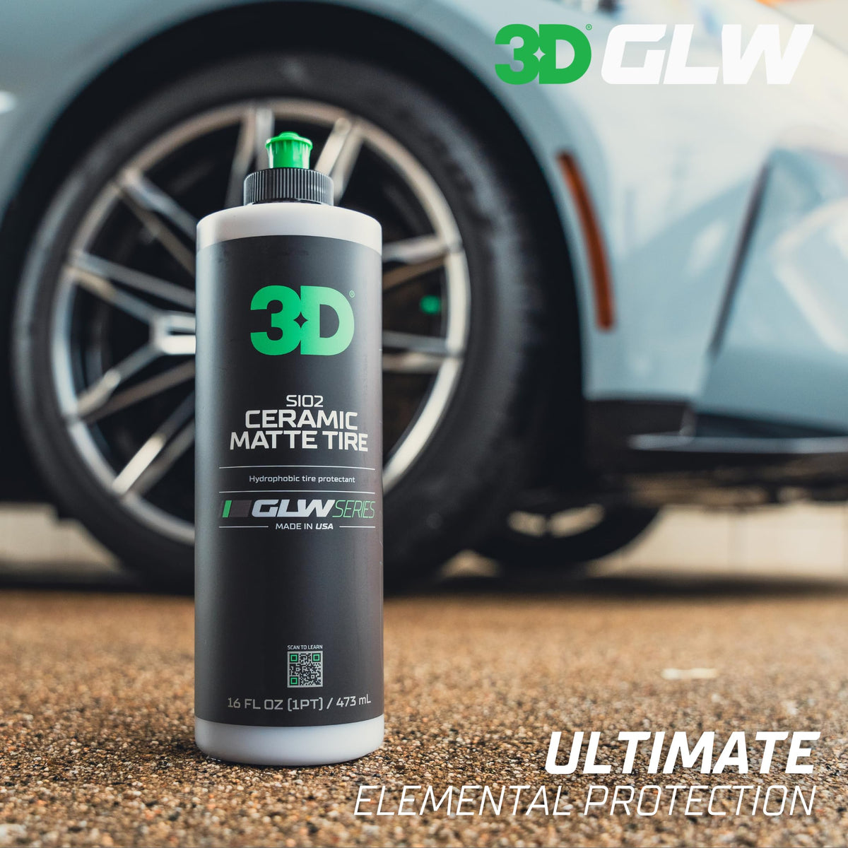 3D GLW Series finished tire sidewall displaying deep satin matte look