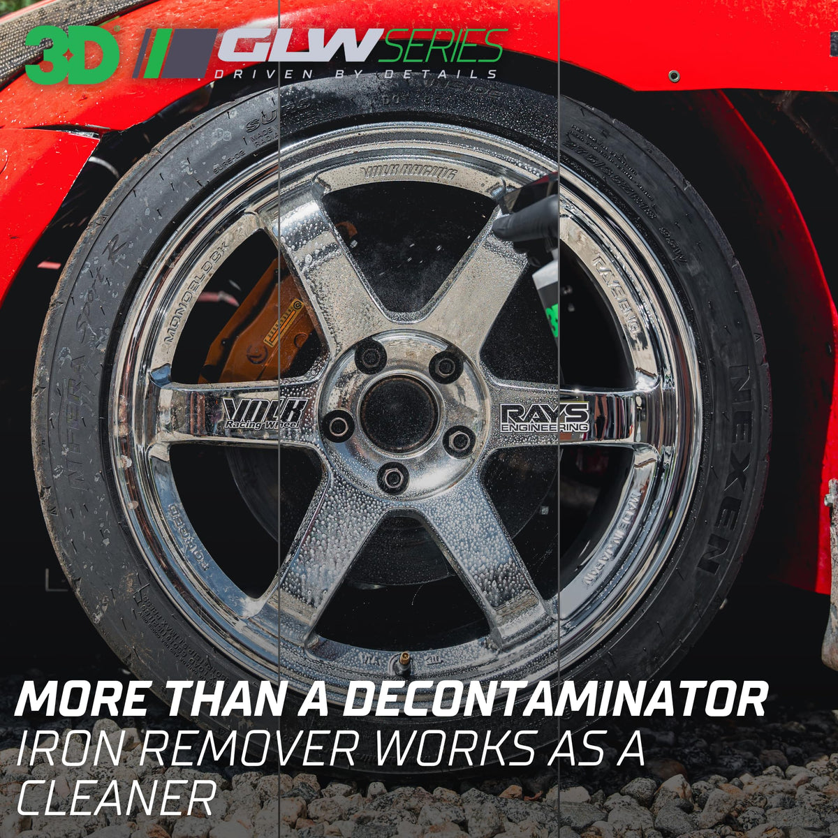 3D GLW purple bleed close-up showing active iron removal and visible performance