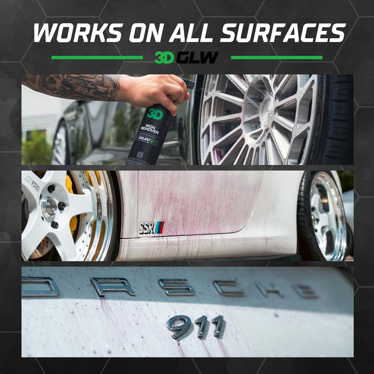 3D iron remover label close-up highlighting GLW Series features