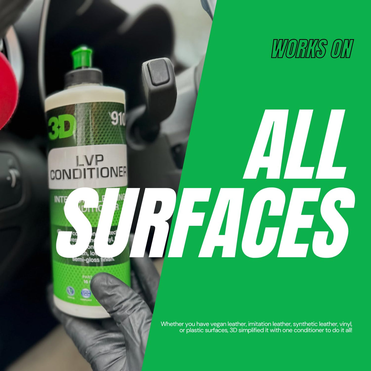 3D label highlighting USA-made and VOC-compliant ingredients benefit