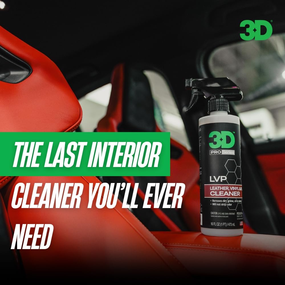 3D LVP sprayed on leather seat removing grime for restoration
