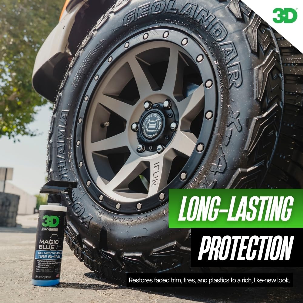 3D Magic Blue visible tire before and after showing deep black benefit