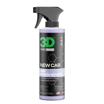 3D new car scent front label showing product name and benefits