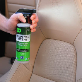3D new car scent packaging highlighting OSHA and safety info