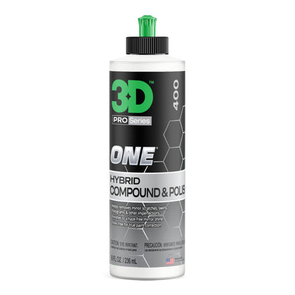3D One front label 8oz bottle showing product identity and benefits