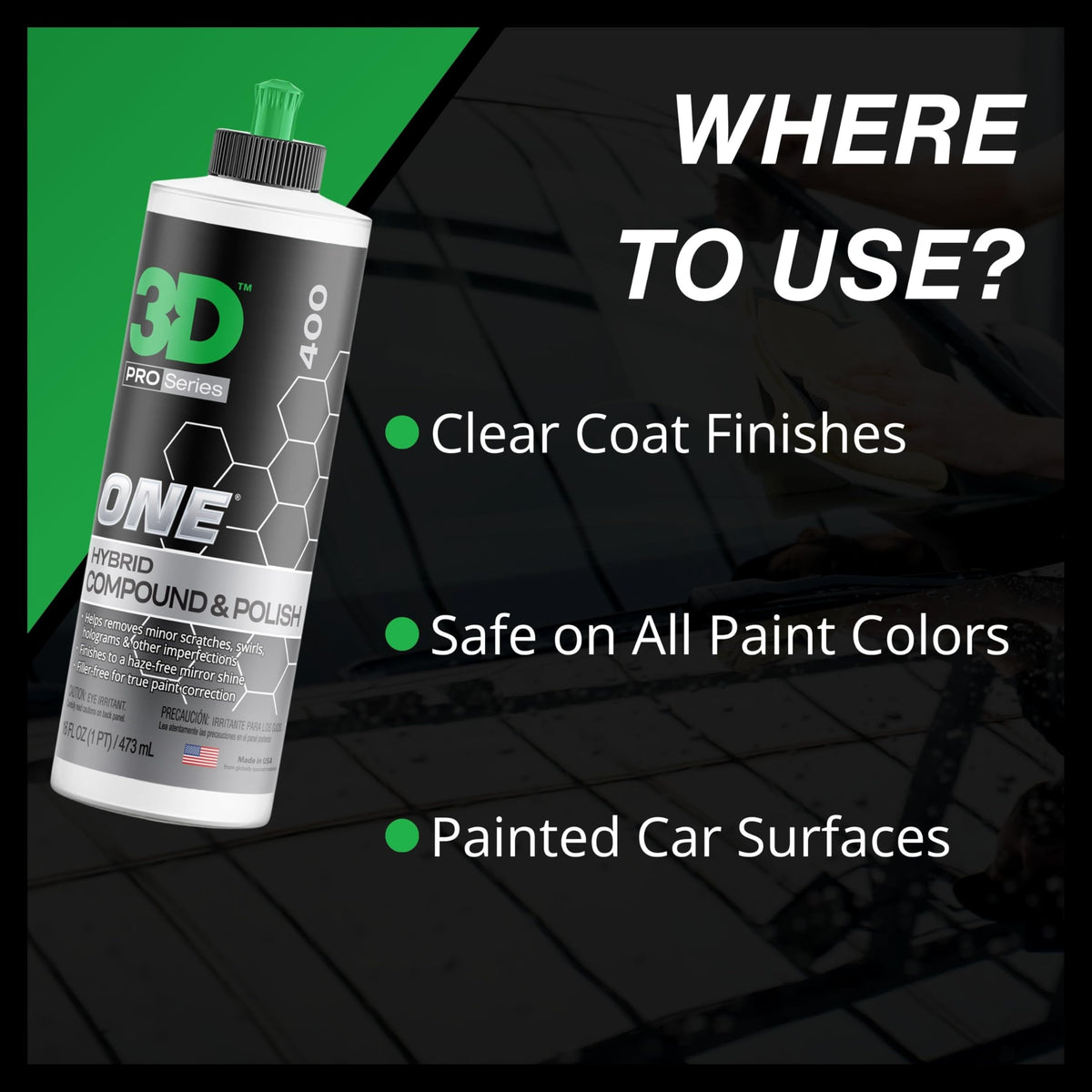 3D One packaging close-up highlighting made-in-USA professional quality