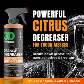 3D orange degreaser being poured from gallon to spray bottle for easy use
