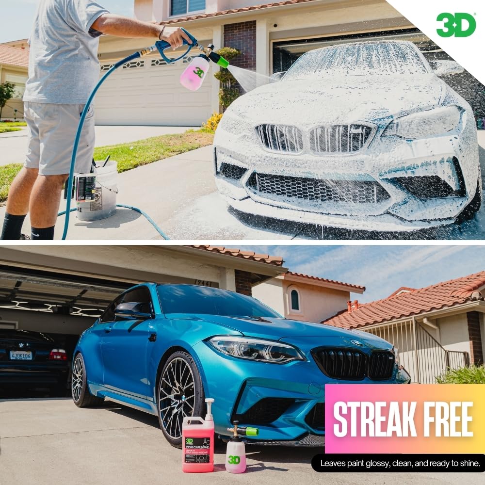 3D gallon bottle placed on car hood demonstrating product use