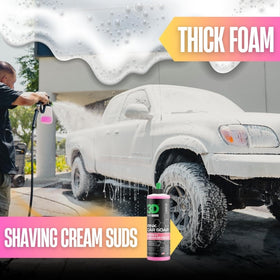 3D pouring pink car soap into wash bucket for accurate dilution