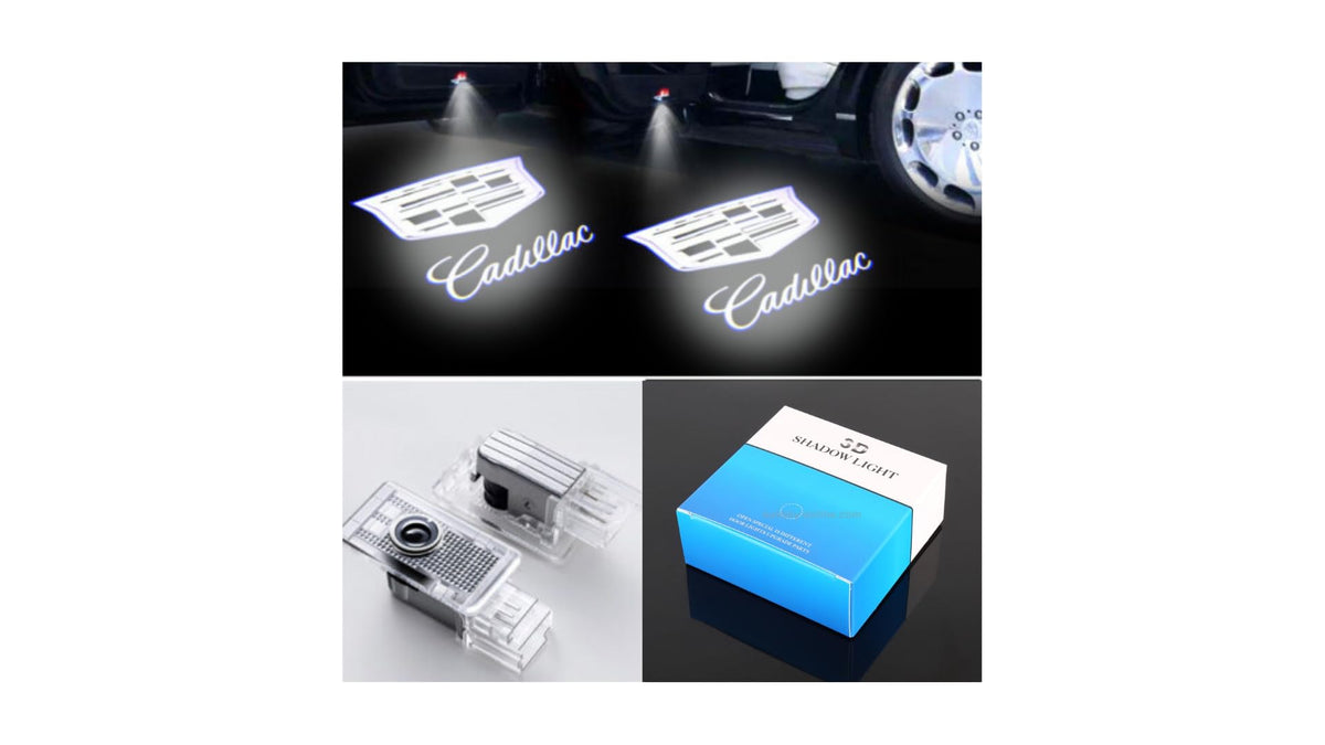 3D SHADOW LIGHT front view of door projector showing clean OEM-style fit and bright logo